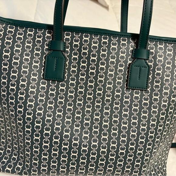 Tory Burch Green Gemini Link Coated Canvas and Leather Zip Tote - Picture 5 of 5